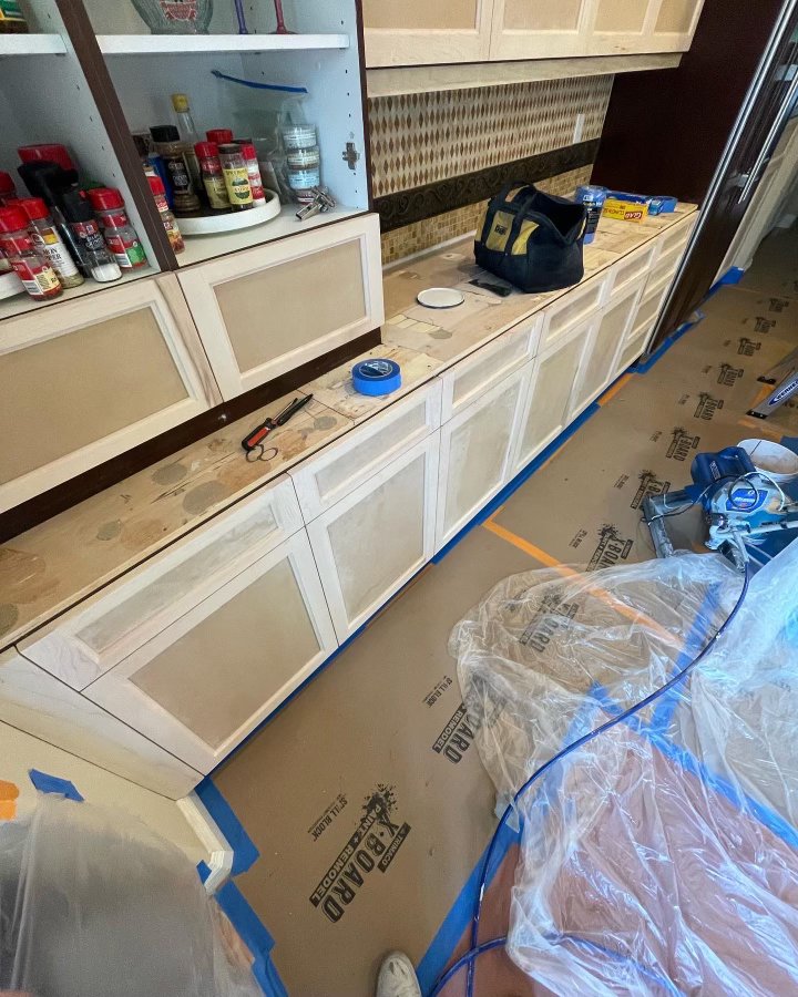 Kitchen cabinets sanded and prepped for refinishing, Orange County (3 of 6)