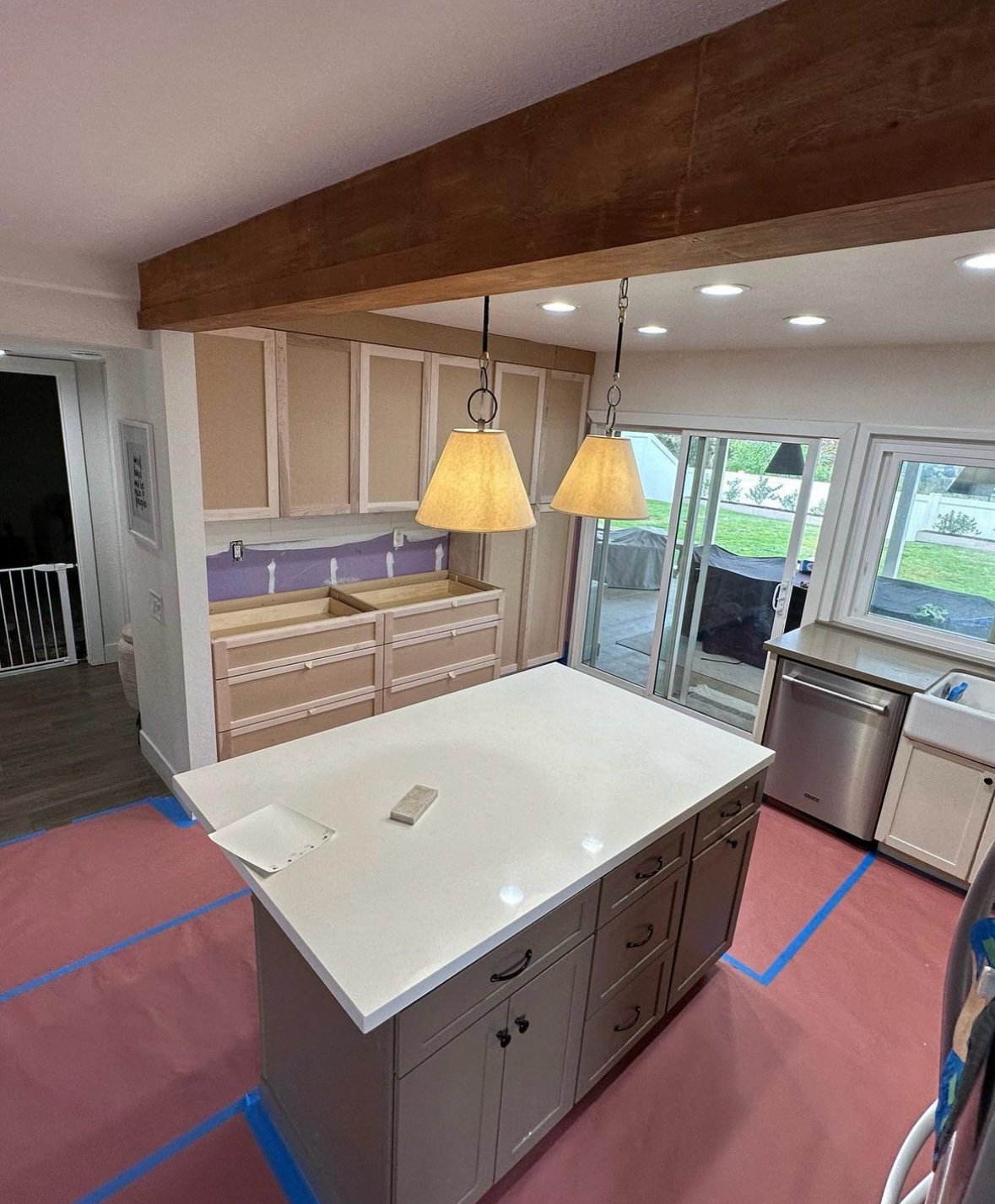 Kitchen cabinets sanded and prepped for refinishing, Orange County (1 of 6)